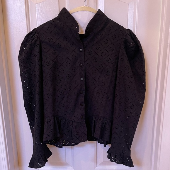Batsheva Grace Blouse in Black Broderie Anglaise 16 - Picture 5 of 16